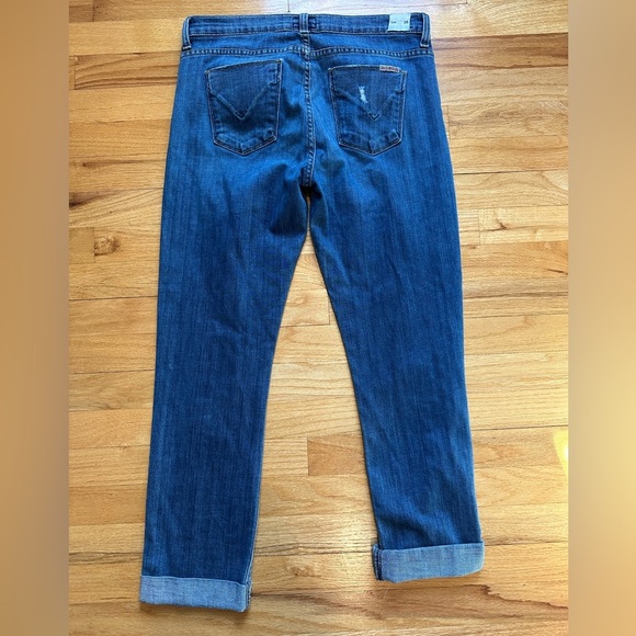 Hudson Tilda Midrise Straight Cuff Distressed Blue Ankle Jeans - Picture 4 of 10